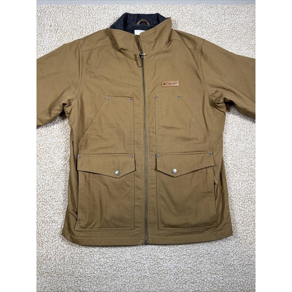 NEW Columbia Loma Vista Tan Brown Canvas Fleece Lined Heavy Jacket Men's M Zip